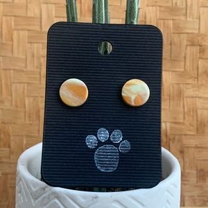 Mint and Gold Marble Mini Stud Clay Earrings